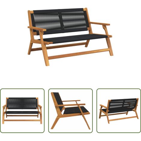 Banc de jardin - Mobilier de jardin Noir 122 x 78 x 73 cm Bois d'Acacia Massif (1/5)