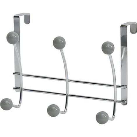 Hakenleiste aus metall mit 6 keramikhaken - chrom grau - Tendance