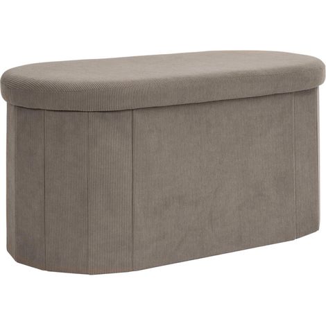 Banc Coffre Pliable Côtelé "Jules" 76cm Taupe (1/5)