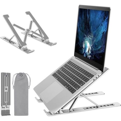 Support Ventilé Ordinateur Portable, Support PC Portable Aluminium, Laptop Stand Réglable, pour MacBook, Tablette, Autres Laptops (1 (1/4)