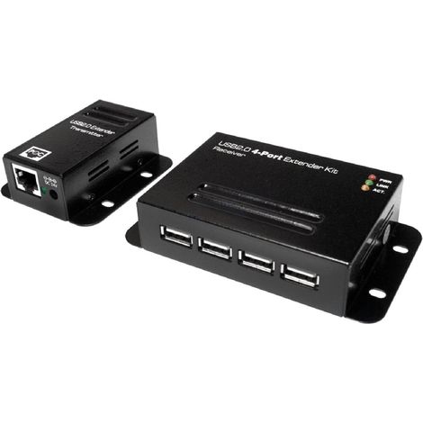Prolongateur USB 2.0 Cat.5 jusqu'a 50m avec Hub 4 ports - Noir