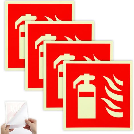 Lot de 4 panneaux autocollants extincteurs en PVC (1/5)