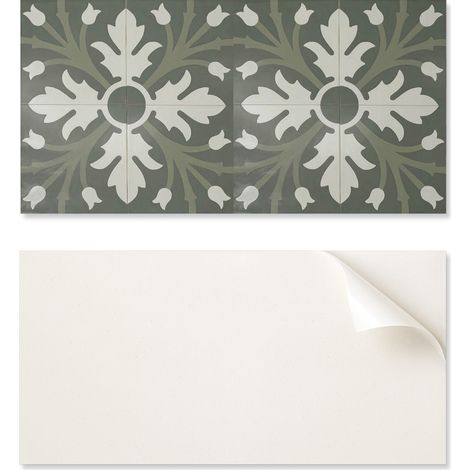 Revestimiento de pared de vinilo est茅tico con estampado de plantas sobre azulejos, 120x60 cm.