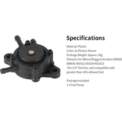 Pompe à mazout, Pompe à Carburant Filters, Pompe à essence pour Mikuni Briggs & Stratton 808492 808656 491922 691034 692313 (1/5)