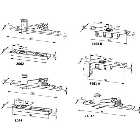 Dorma Pivot superiore 8062 finitura standard in metallo