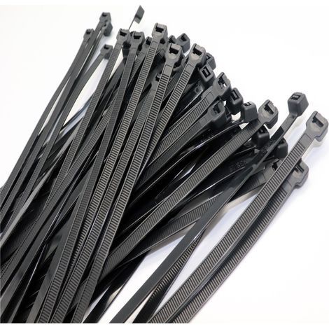 Paquete de 2 bridas para cables de 300 mm x 4,8 mm, con collarín y clip, negras, de plástico de primera calidad. (1/4)