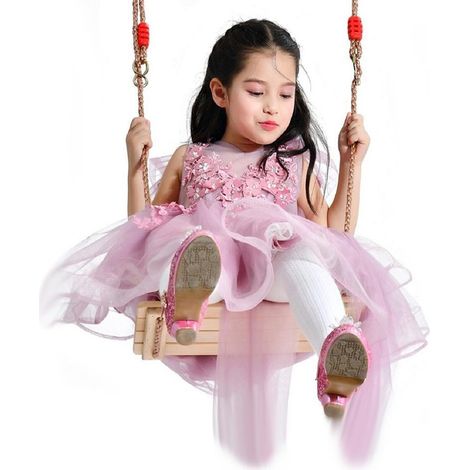 Holzschaukel für drinnen und draußen, Hängeschaukel aus Holz, Sitz für Kinder und Erwachsene (1/5)