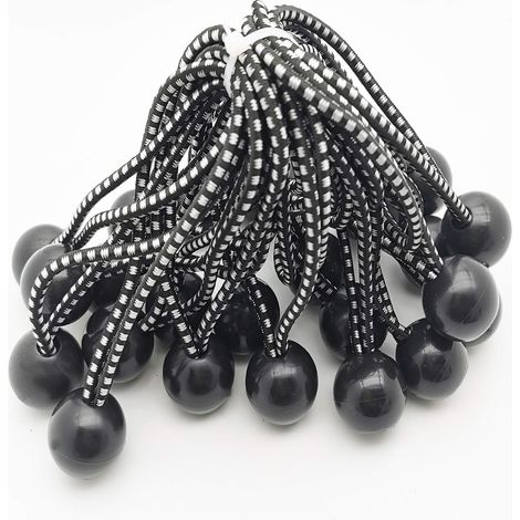 25 Tendeur Elastique Caoutchouc Professionnel avec Boule (Noir 140 mm) pour Tentes, Bâches, Affiches. Tendeur Bâche, Sangle Élastique, Support de Bâche, Caoutchouc de Bâche, Tendeur Caoutchouc. (1/4)