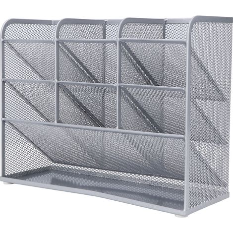 Set aus 2 Schreibtisch-Organizern aus Netzgewebe mit 9 Fächern, großem Stauraum, 45°-Winkel, multifunktionaler Stifthalter für Zuhause und Büro (1/5)