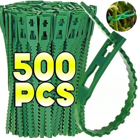 (17 cm, 100 pièces) Attaches de câble réutilisables pour jardin, plantes grimpantes, arbres et arbustes. Attaches en nylon réglables avec fermeture éclair. Outils de rangement inclus.