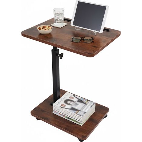 Tavolino laterale regolabile in altezza con supporto per tablet