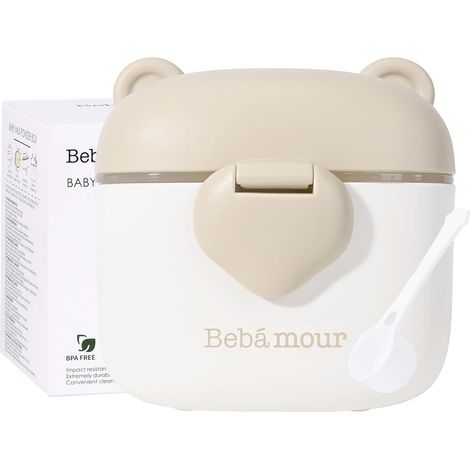 Pots de distributeur de lait en poudre portables pour bébés Snack Container avec Scoop et niveleur,460ML,Bear (1/5)