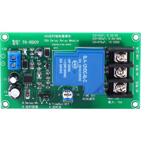 Module Relais Temporisé Haute Précision NO/NC Interrupteur Minuterie Électrique 200s DC12V (1/5)