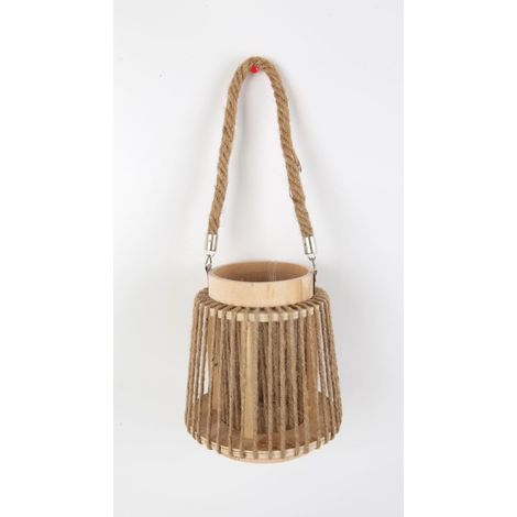 TrendLine Deko-Laterne Holz Ø 17 x 19 cm natur Laterne
