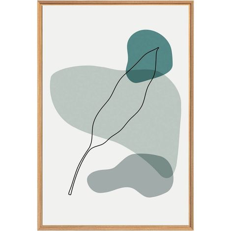Tableau mural encadré bleu abstrait 65x97 cm - Tableau Mural Décoratif - Image Encadrée Imprimée en HD - Impression 65x97 cm sur Fibres de Bois FSC - Finition Mate - Fabriqué en France (1/5)