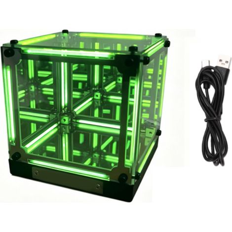 Lampe LED verte d'ambiance 4D en acrylique, Rechargeable, lumière d'ambiance, pour bureau, salle de jeu, commande tactile, gradation (1/5)