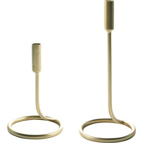 Moderno Set di due candelieri Portacandele in Metallo Oro per 2 Candele Bunyu
