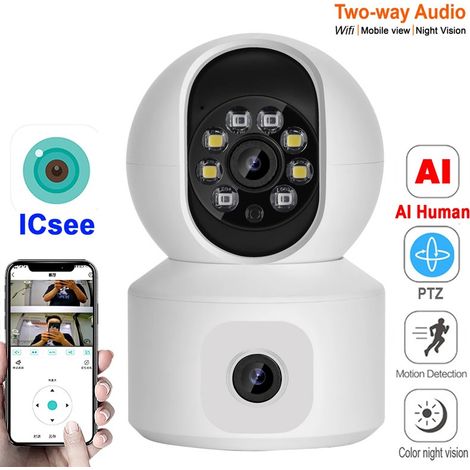 iCSee Telecamera Smart WiFi a Doppio Obiettivo 4MP PTZ