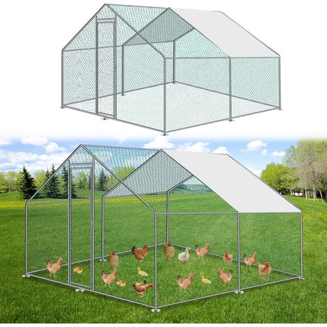 EINFEBEN Enclos poulailler grillagé avec porte latérale et toit dôme 9 m² 3x3 M