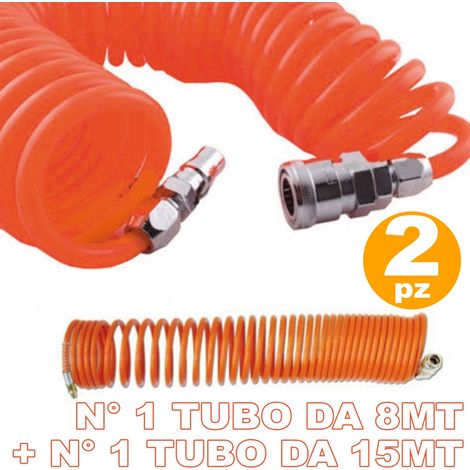TrAdE Shop Traesio - 2 Tubi Tubo Aria Compressa Flessibile Per Compressore 8 15 Metri Innesti Rapidii - (1/3)