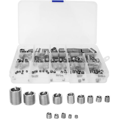120-teiliges Set mit Gewindeeinsätzen aus Edelstahl zur Gewindereparatur (M3-M12) inklusive Box (1/5)
