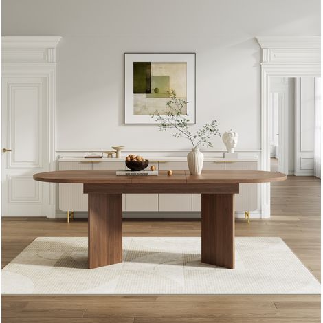 MEUBLIV Table à manger extensible 160 x 80 cm noyer – plateau 18 mm, 4 à 6 personnes (1/5)