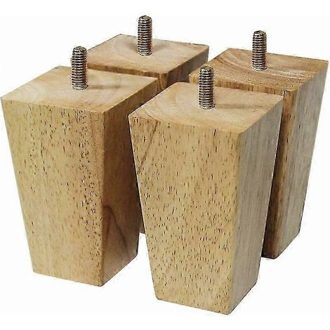 Un ensemble de 4 pieds de meubles en bois, pieds de canapé, avec boulons M8 (10 cm). (1/5)