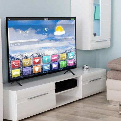 Supporto per TV, supporto da tavolo universale per TV a schermo piatto al plasma, LCD e LED da 32-55 pollici, piedini per TV, supporta fino a 40 kg, max. 800 x 500 mm, base TV regolabile (1/4)