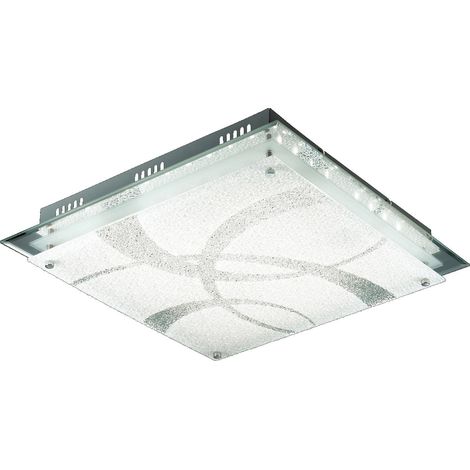 Italux Orlando Plafonnier affleurant en verre à motifs classiques à 1 lumière DEL, 3000K