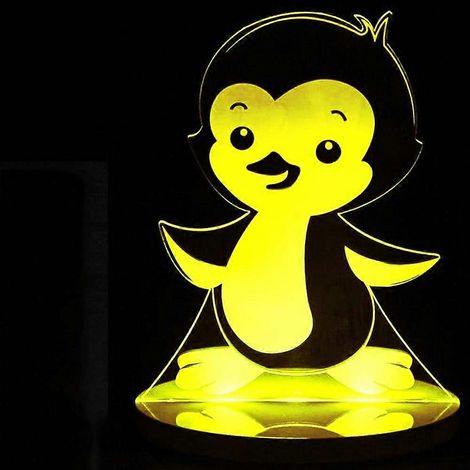 Lampe veilleuse pingouin 3D SCSYV à LED illusion d'optique, 7 couleurs changeantes, interrupteur tactile, lampe de table décorative, cadeau avec base plate en acrylique et ABS, câble USB, jouet (1/4)