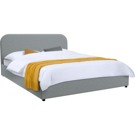 Cama de matrimonio 140x190 cm con cajón de tela gris - Tilly