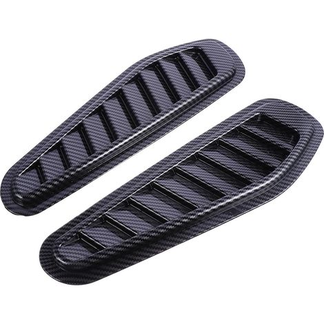 Car Hood Vent Sticker Carbon Fiber Black Air Intake