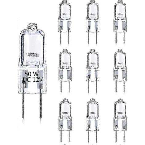 Lot de 10 ampoules halogènes G6.35 à 2 broches, 50 W, 12 V, dimmables, blanc chaud 2700 K, pour éclairage décoratif (1/3)