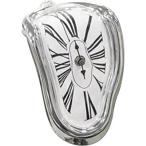 Horloge de bureau décorative rétro en plastique plaqué métal argenté