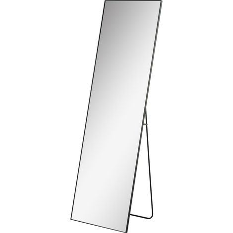 Miroir mural ou sur pied pleine longueur en métal et alliage d'aluminium, 50 x 2 x 161,5 cm, noir (1/5)