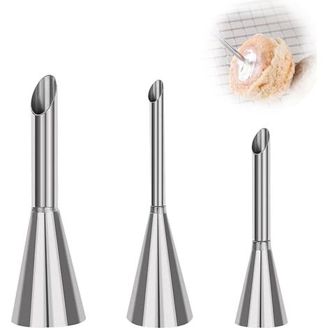 Lot De 3 Douilles en Inox Pour Douiller La Crème Au Beurre, Douille Longue Pour Pâte À Choux, Douille Pour Garnir Les Cupcakes, Outils De Décoration De Gâteaux Diy (1/4)