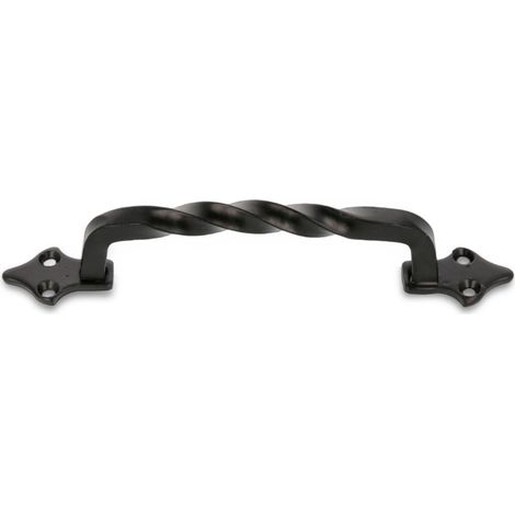 Poignée - Modèle 1002 - Fabriquée en acier - Quincaillerie rustique - 130 mm - Sans plaque - Vis incluses - Finition : Noi (1/5)