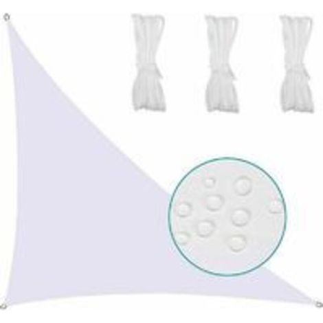 Wasserdichtes dreieckiges Sonnensegel mit gespannter Leinwand, UV-Schutz, wetterfester, wasserdichter Stoff, schnelltrocknend, für Gärten, Parks, Rasenflächen, 3 x 3 x 3 m, weiß STOL
