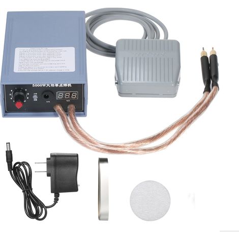 Soldador por puntos 5000W 0-800A Mini máquina de soldadura por puntos portátil ajustable 6200mAh Lápiz de liberación rápida USB Hoja de níquel para soldadura por puntos (1/4)