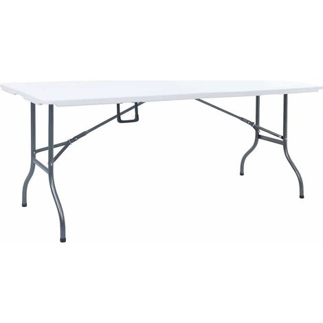 vidaXL Mesa de jardín plegable HDPE blanco 180x72x72 cm (1/5)