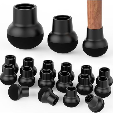 Stuhlbeinschoner, 24 Stück schwarze Silikon-Stuhlbeinkappen mit Filzbezug, reduzieren Geräusche, verhindern Kratzer, Durchmesser 26–32 mm (1/5)