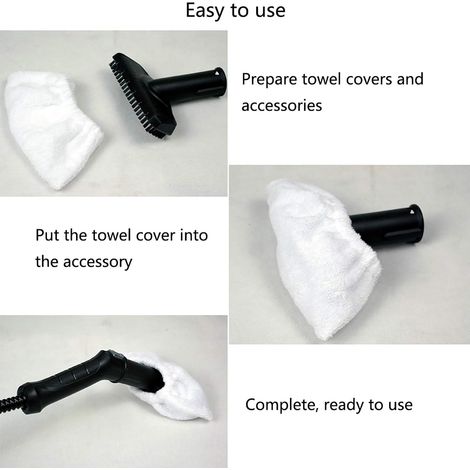 Lot de 4 vestes vapeur en microfibre pour buses manuelles compatibles avec la plupart des nettoyeurs vapeur (blanc) MNS (1/4)