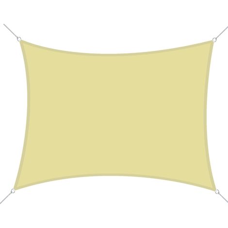 Voile d'ombrage rectangulaire 6 x 4 m pour jardin, terrasse ou patio, en polyester anti-UV, couleur sable. (1/5)