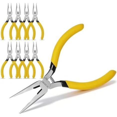 Lot de 10 Pinces à Bec Long 13 cm, Mini Fin avec Coupe-Côté, Petites Précision Poignée Ergonomique pour Électronique, Artisanat, DIY, Fabrication Bijoux - 5''-10 PACK (1/5)
