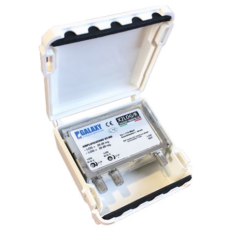 Amplificateur DT 5G pour antennes 2 sorties gain 20 dB connectique F re'glable