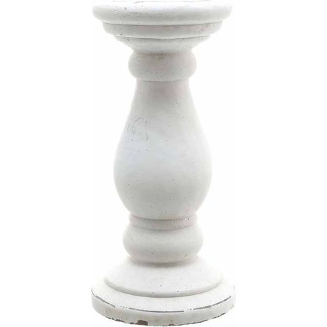 Small Candle Holder - Ceramic - L11 x W11 x H23 cm - Matt White