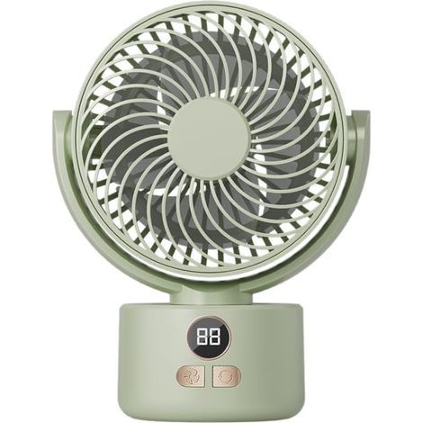 Ventilateur de Bureau USB Oscillant – 3 Vitesses Ultra Silencieux Rechargeable – Appareil Chambre ,Camping – Vert (1/4)