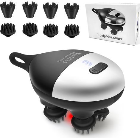 Appareil de massage électrique du cuir chevelu, équipé de 8 picots de massage pour un nettoyage en profondeur appareil de massage du cuir chevelu et du corps pour soulager le stress (1/5)