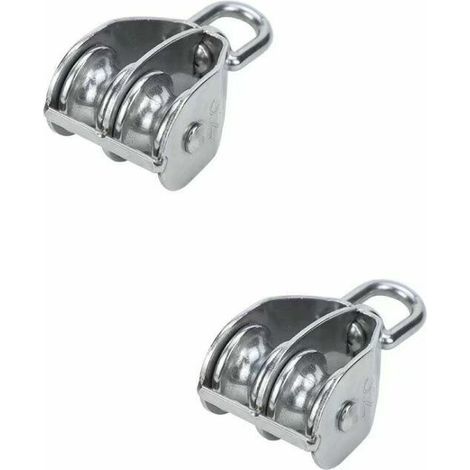 2Pcs Double Poulie Bloc M20 Poulie Fixe En Acier Inoxydable Double Roue De Levage Poulie pour Câble (1/4)
