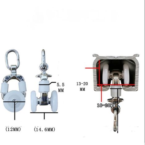 20 Stück Doppel-Gleitrollen für Gardinenschienen aus Kunststoff mit Lenkrollen aus Aluminiumlegierung – Richtungsgebundene Vierkanträder aus Aluminiumlegierung